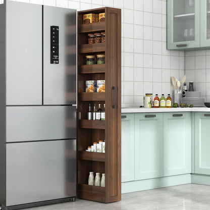 7 Tier Slim Rolling Storage Cart - Kitchen & Pantry Organizer, Narrow Storage Cabinet with Handle & Wheels, Spice Pull-Out Rack Next to Fridge Storage Shelf (White A-7 Tier Shelf Unit)