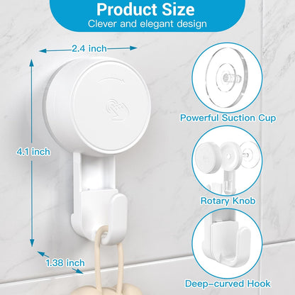 LUXEAR Heavy Duty Waterproof Shower Hooks 2 Pack - Suction Hook, No Drill Damage-Free Removable Reusable Wall Hooks for Bathroom Kitchen Towel Bathrobe Loofah Shower Hooks (Max Load 11LB/5KG)