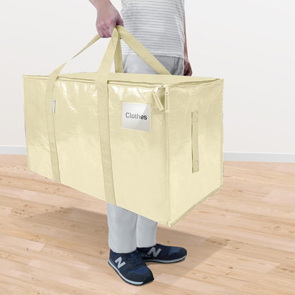 TICONN 4 Pack Extra Large Moving Bags Heavy Duty with Zippers & Carrying Handles, Durable Storage Bags Moving Boxes for Closet Organizers and Storage (4 Pack, Blue)