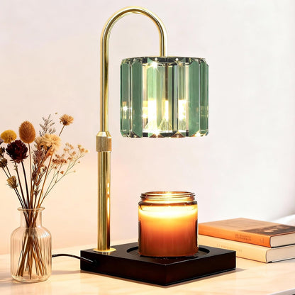 Yuichoy Candle Warmer Lamp with Timer, Dimmable Electric Candle Wamer Adjustable Height, Glass Modern Candles Melter Lamp, Gifts for Women Mom, Clear