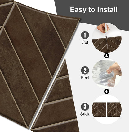 10 Sheets Thicker Design Peel and Stick Backsplash, 3D Self Adhesive Peel and Stick Wall Tile Backsplash for Kitchen, Bathroom, 11.4"x9.1", Beige