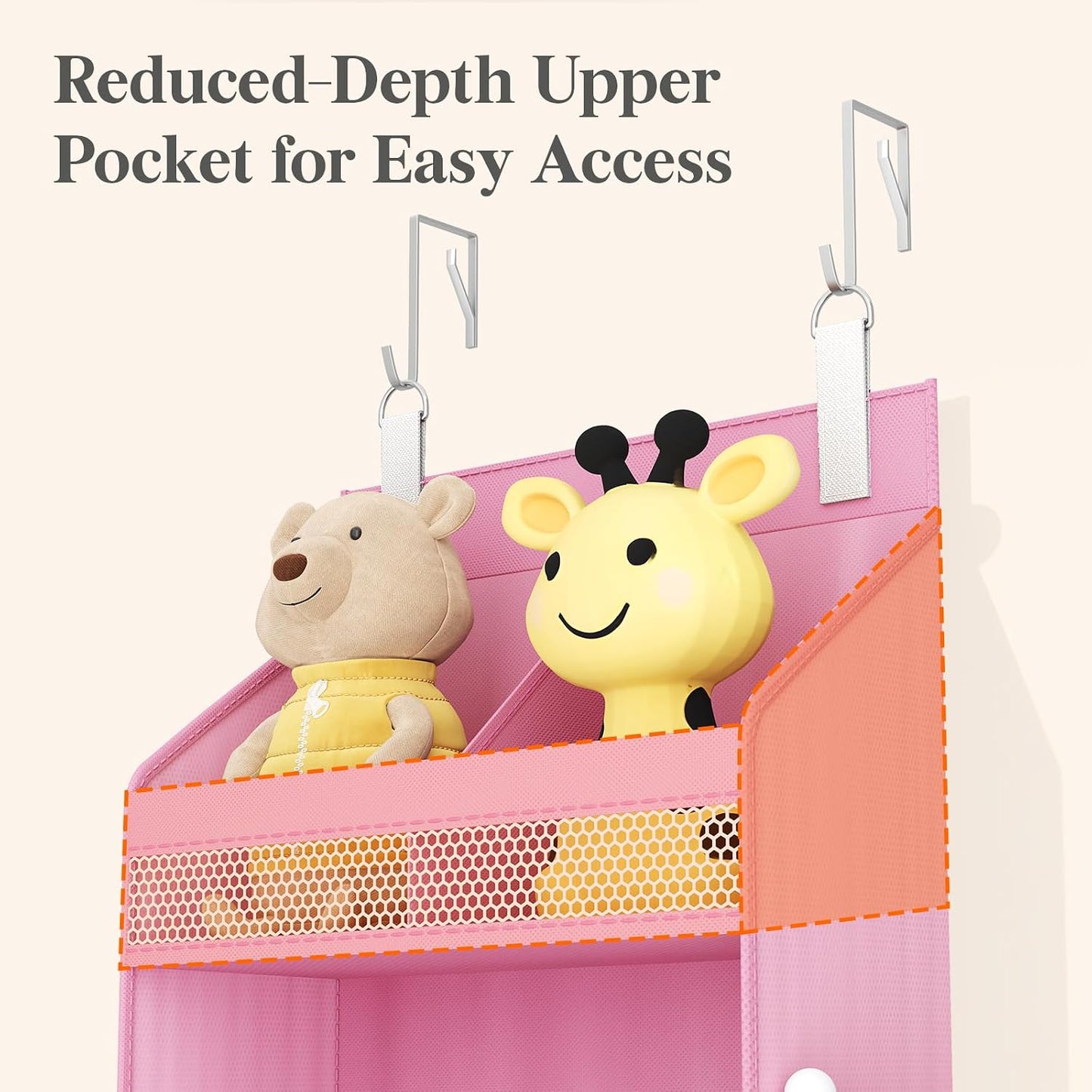 Lifewit 4 Tier Over the Door Diaper Organizer for Nursery, Large Heavy Duty Hanging Storage with 4 Mesh Side Pockets, Sturdy Back of Door Shelf for Baby Stuff Toy in Pantry, Laundry, Bathroom, Gray