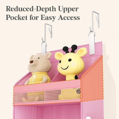 Lifewit 4 Tier Over the Door Diaper Organizer for Nursery, Large Heavy Duty Hanging Storage with 4 Mesh Side Pockets, Sturdy Back of Door Shelf for Baby Stuff Toy in Pantry, Laundry, Bathroom, Gray