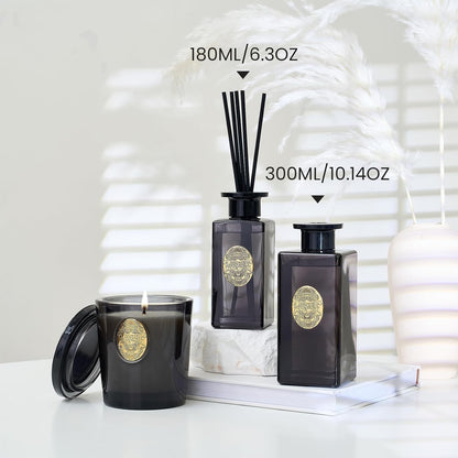 M&SENSE 6.3 oz Large Reed Diffuser Set | Lime+Basil Scent Oil Diffuser with Sticks | Hotel Collection Non-Toxic Home Fragrance |for Bedroom Bathroom Living Room - Colors A