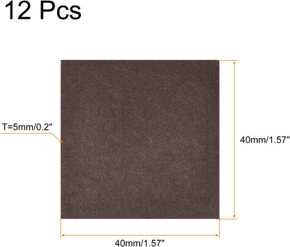 uxcell Felt Furniture Pads, 1.5-inch x 1-inch Self Adhesive Cuttable Anti Scratch Square Floor Protectors for Furniture Legs Hardwood Floor, Brown 16Pcs