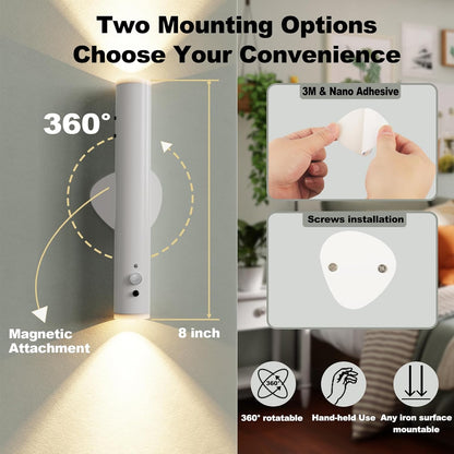 LYTARA Battery Operated Wall Sconce Set of Two, Rechargeable Wall Lights with Motion Sensor, Remote Control, Dimmable Metal Magnetic Wall Lamp for Decor, Bedroom, Night Light (Black, 2 Pcs)