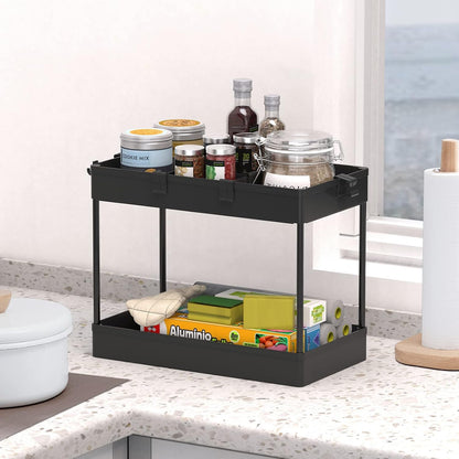 SPACELEAD 3 Tier Rolling Cart with Wheels, Storage Craft Art Trolley Organizer Serving, 3 Hanging Baskets Easy Assembly, for Office, Bathroom，Living Room, Kitchen, White