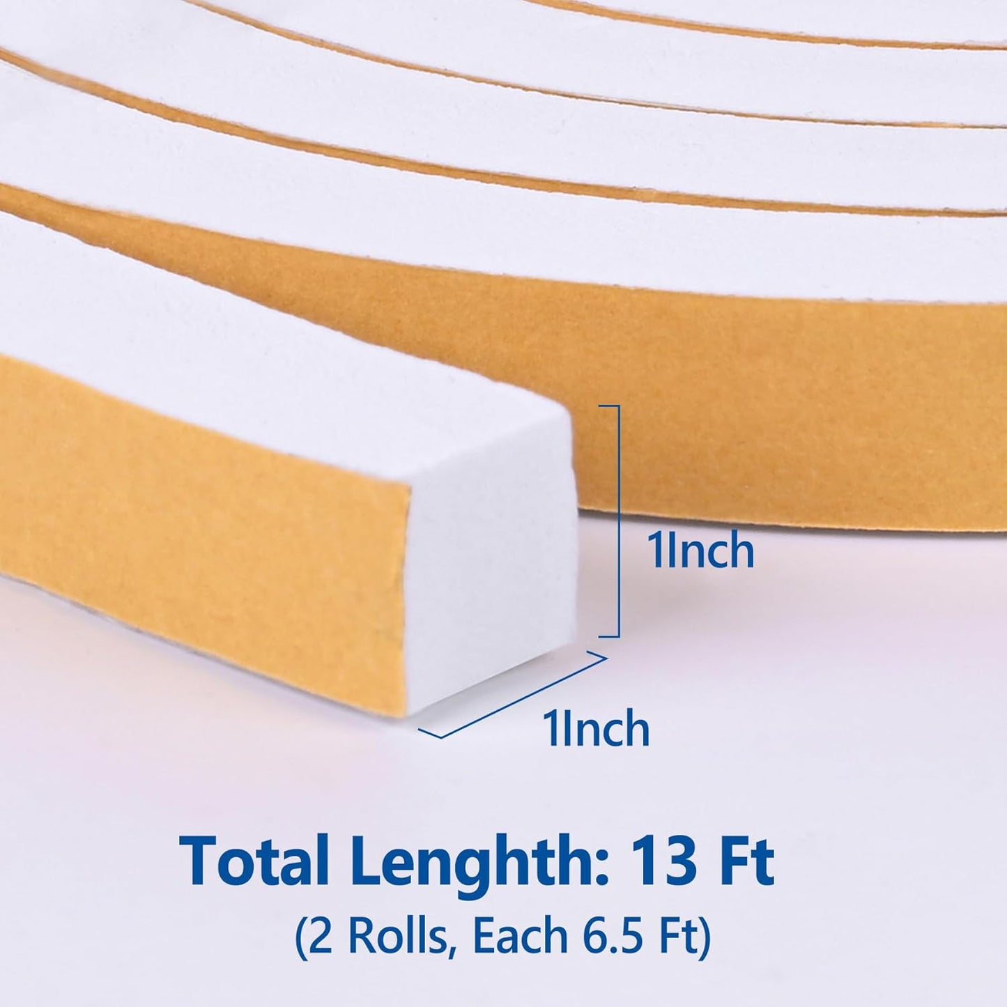 Self Adhesive Foam Tape Weatherstrip 1/2in x 1/4in x 42Ft High Density Foam Insulation Strips Foam Seal Weather Stripping with Strong Adhesive for Door and Window Sound Isolation Soundproofing, White