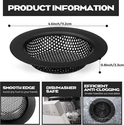 Retisee 2 Pcs Sink Strainer Stainless Steel Kitchen Sink Drain Strainer Basket Cover Mesh Hair Food Catcher, Large Wide Rim of 4.4 Diameter(Brushed Silver)