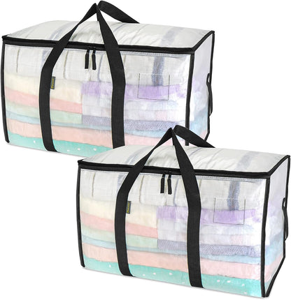 BALEINE 6-Pack Oversized Moving Bags with Reinforced Handles, Heavy-Duty Storage Tote for Clothes, Moving Supplies (Clear, 6-Pack)