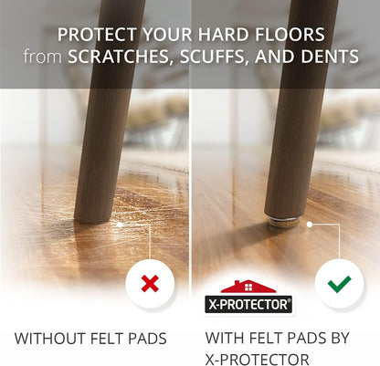 Screw-On Felt Pads X-Protector – 24 Felt Chair Pads for Hardwood Floors 1.1" – Premium Chair Glides – Beige Floor Protectors for Furniture Legs – The Best Furniture Sliders for Hardwood Floors