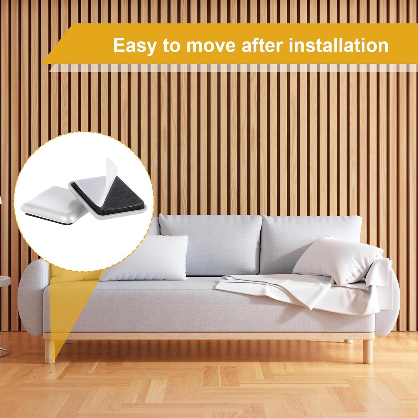 12Pcs Furniture Sliders,1.5 Inches Square Self-Adhesive Furniture Sliders Pads, Reusable Furniture Chair Leg Sliders Carpet Sliders for Hardwood Floors Moving Table Desk Bed Sofa Couch Cabinet