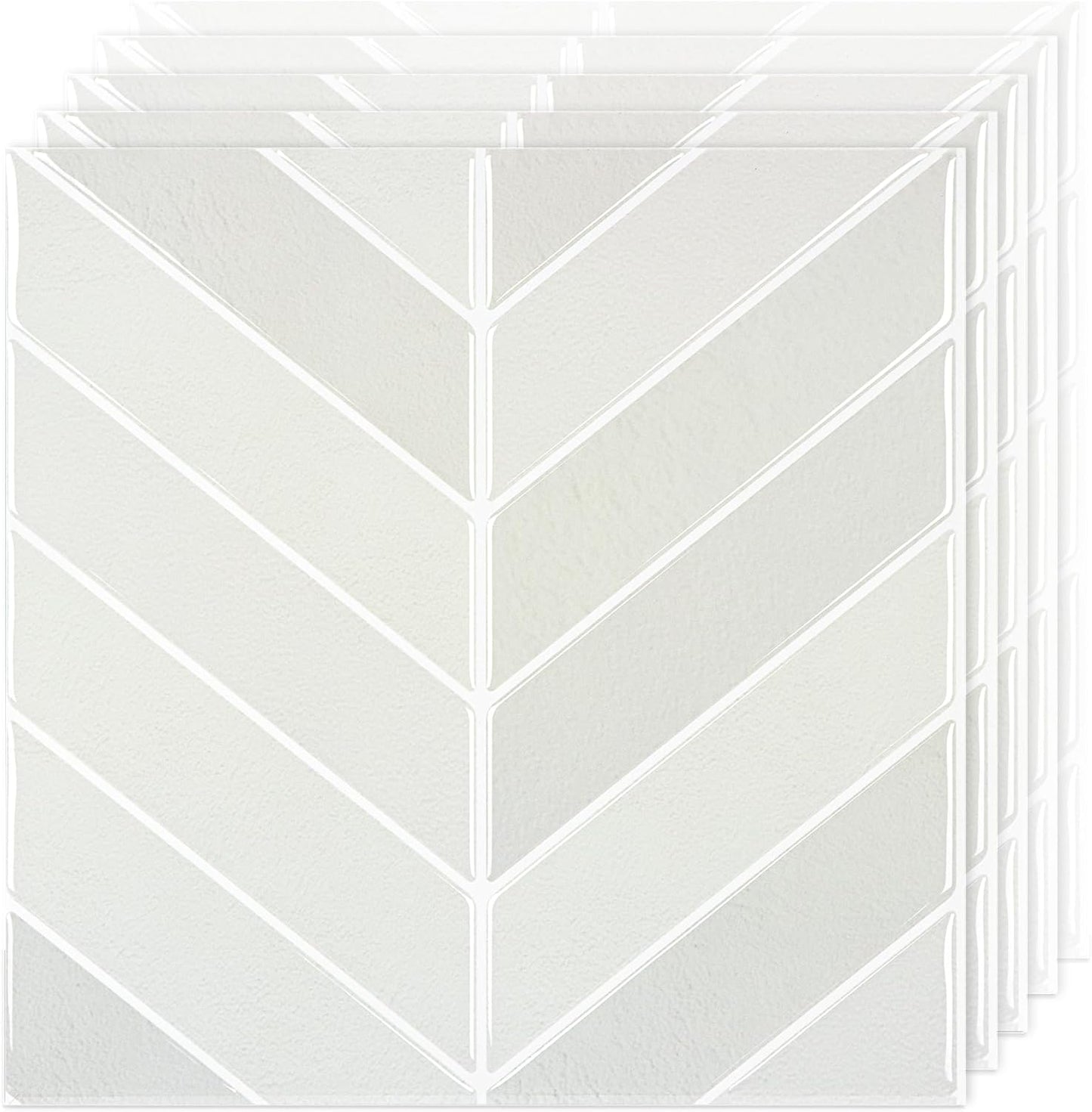 Peel and Stick Subway Backsplash Tiles, 5 Pack, 12 x 12 in, Almond | extra thick 3D wall panels, heat and water resistant wall panels, easy DIY kitchen, bathroom, laundry, fireplace wall décor