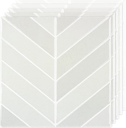 Peel and Stick Subway Backsplash Tiles, 5 Pack, 12 x 12 in, Almond | extra thick 3D wall panels, heat and water resistant wall panels, easy DIY kitchen, bathroom, laundry, fireplace wall décor