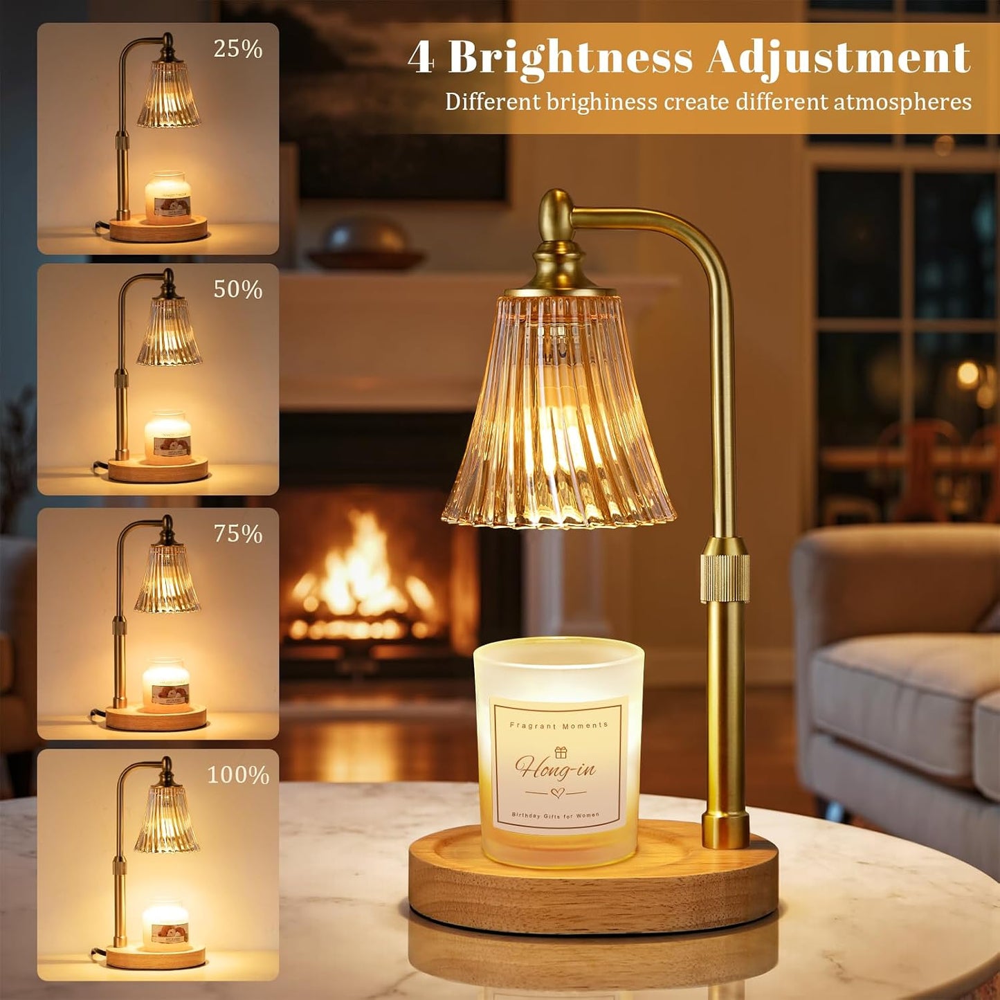 Candle Warmer Lamp with Timer Dimmable,Birthday Gifts for Women Mom Sister,Adjustable Height Wax Melt Warmer for Jar Candles,House Warming Gifts New Home,Ideal for Office,Dorm,Bedroom Home Decor