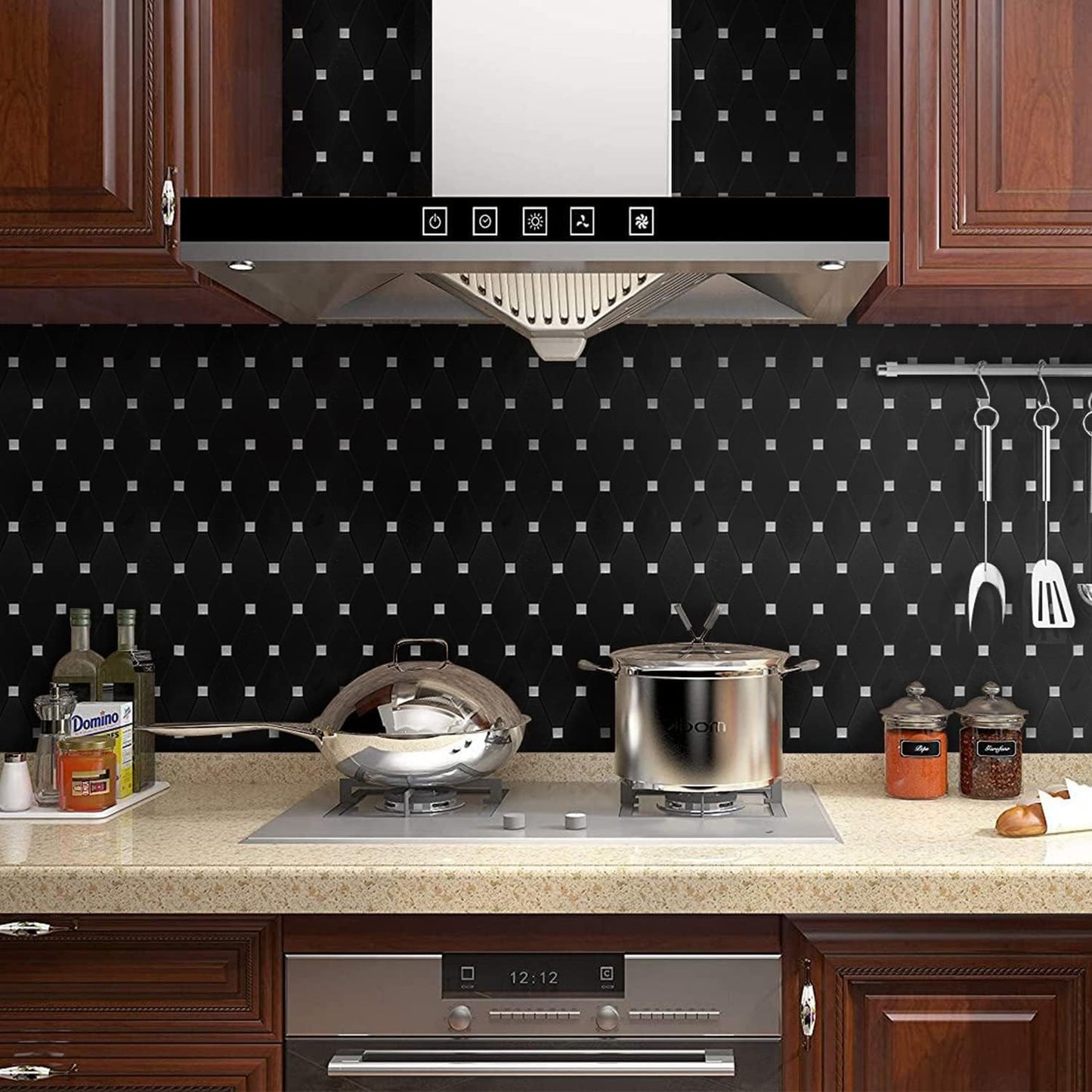 STICKGOO 10 Sheets Peel and Stick Backsplash, Polished Dolomite PVC Mixed Metal Gold Kitchen Backsplash, Stick on Backsplash Wall Tiles for Kitchen, Bathroom, RV