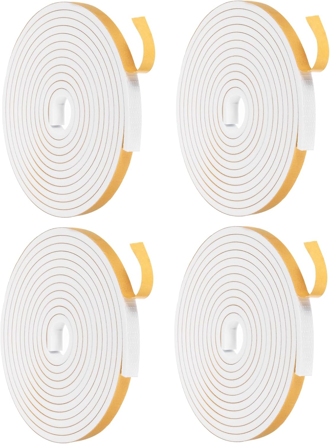 MECCANIXITY Weather Door Seal Strip Tape, Door Insulation Stripping Single Side Strong Self Adhesive Foam Tape Gap Filler for Door, Window, 1/4 Inch x 1/16 Inch x 32 Feet White 2 Pack