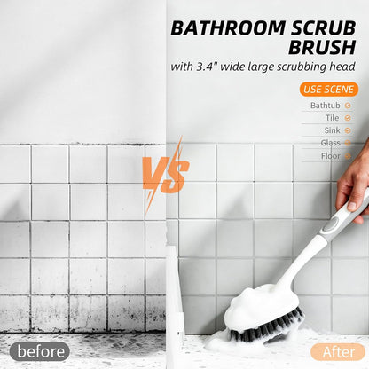 3 Pack Heavy-Duty Scrub Brush Set, Grout Brush, Shower Squeegee, Shower Cleaner Brush with Non-Slip Grip, Stiff Bristles Scrub Brushes for Cleaning Bathroom, Shower, Tile, Grout, Tub, Floor, Sink