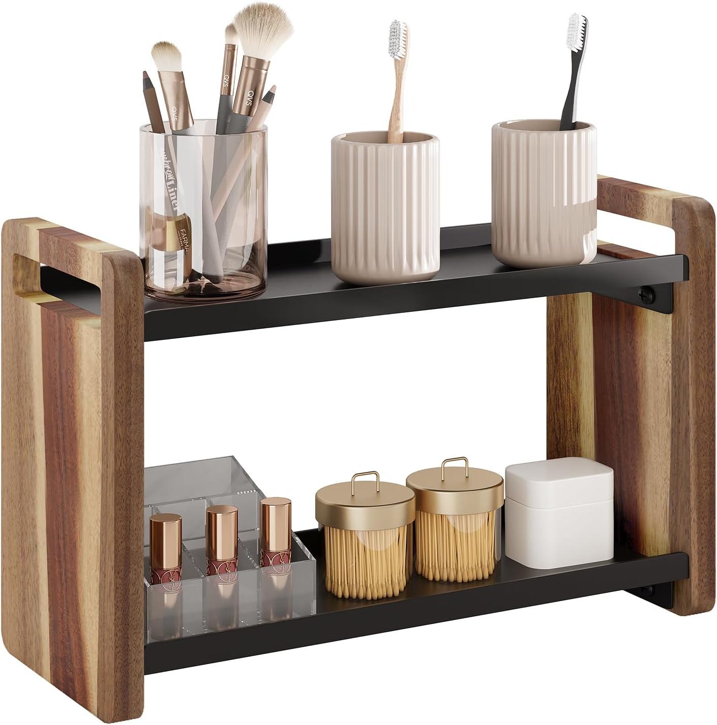 Bathroom Counter Organizer,Bathroom Counter Shelf,Bathroom Organizers,Under Sink Organizer,Cologne Organizer For Men,Colognes Stand,Cologne Cabinet,Vanity Shelf(Black 2 Tier)