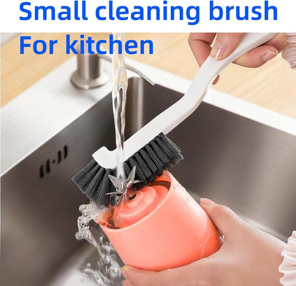 Dish Scrub Brushes with Handle for Kitchen，Small Cleaning Brush for Cup，Kitchen Sink，Blender，Crevice Cleaning Brush