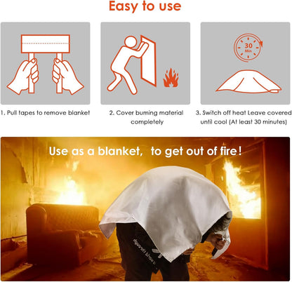 Emergency Fire Blanket for Home and Kitchen Fiberglass Fire Suppression Blanket Great for School Warehouse Camping Car Office Grill (4 Pack, 40 in X 40 in)