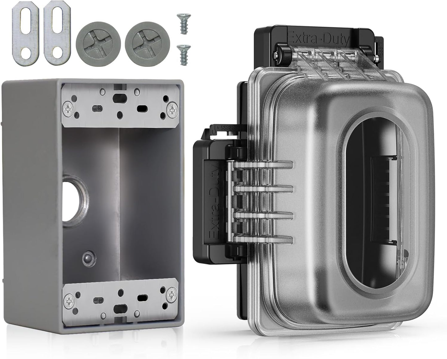 ELEGRP Weatherproof Outdoor Outlet in-Use Cover, Horizontal/Vertical Mount, Heavy-Duty Clear Cover for GFCI/Decorator Receptacles, Standard 1-Gang, UL/CUL Certified, 1 Pack