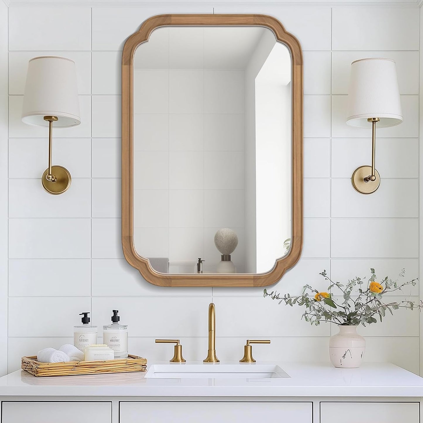 WallBeyond Full Length Mirror Wall Mounted 65"x22", Rustic Wooden Frame Floor Mirror, Large Full Body Mirror for Bedroom, Leaning or Hanging Against Wall, Natural