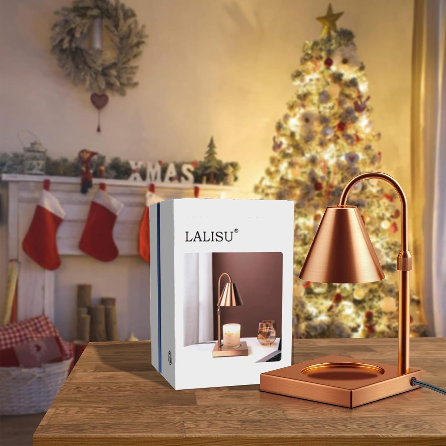 LALISU Candle Warmer Lamp, Stepless Dimming Candle Warmer Lamp with Timer & Dimmer Height Adjustable Compatible with Jars Scented Wax for Home Decor (Metal Base-Black)