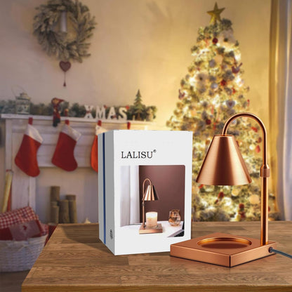 LALISU Candle Warmer Lamp, Stepless Dimming Candle Warmer Lamp with Timer & Dimmer Height Adjustable Compatible with Jars Scented Wax for Home Decor (Metal Base-Black)