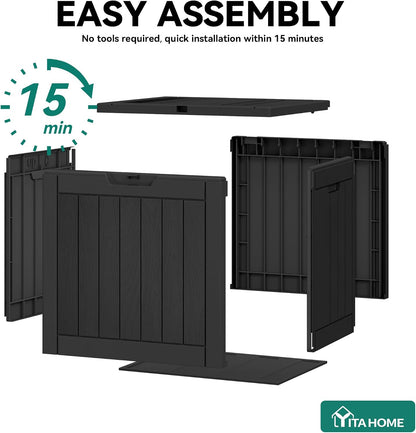 YITAHOME 134 Gallon Large Deck Box | Waterproof Resin Outdoor Storage Box with Lock, Doubles as 2-Person Bench Seating for Patio Furniture Cushions,Garden Tools &