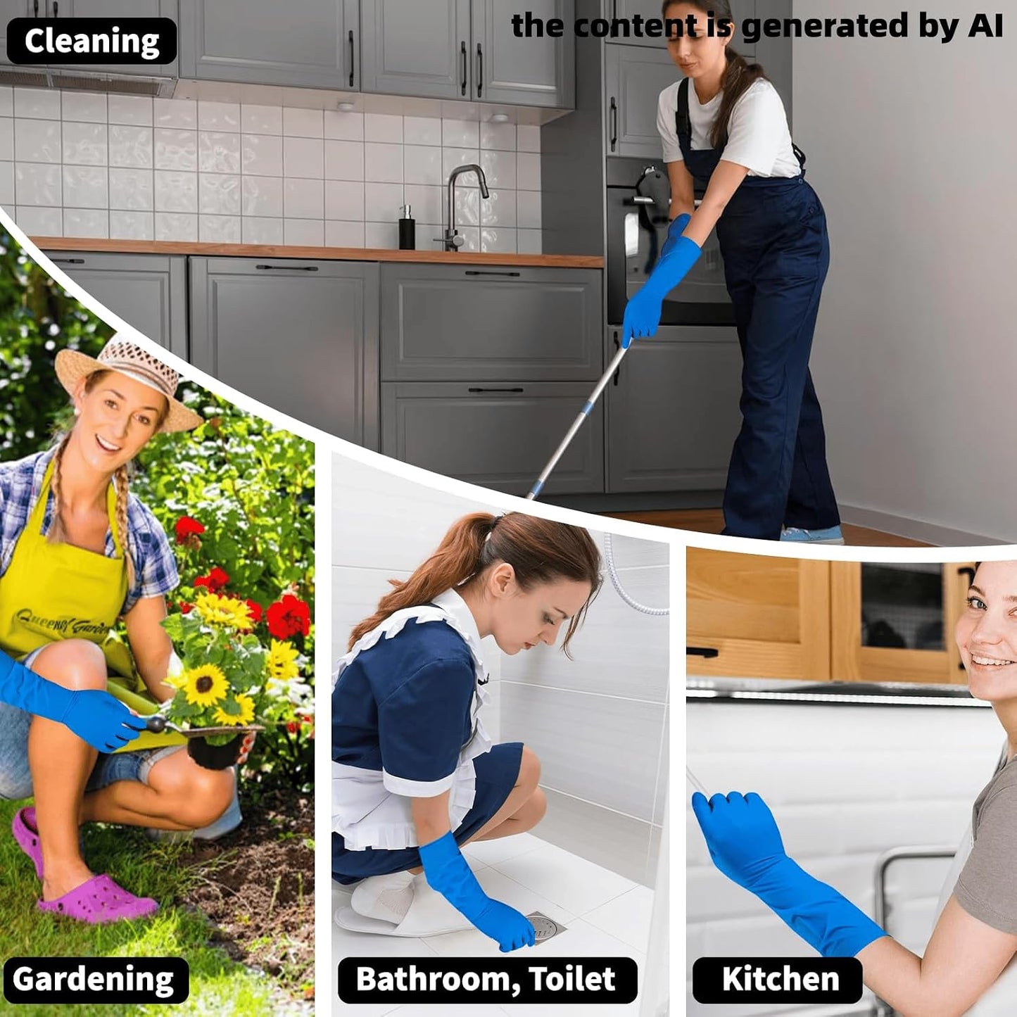 Long Sleeves Durable Disposable Nitrile White Gloves 15inches,Household Cleaning Dishwashing Waterproof 30PCS