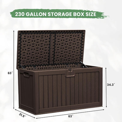 Greesum Outdoor Storage Box 31 Gallon Storage Box with Lid for Patio Furniture, Garden Tools, Pool Supplies, Waterproof and UV Resistant, Lockable, Dark Black