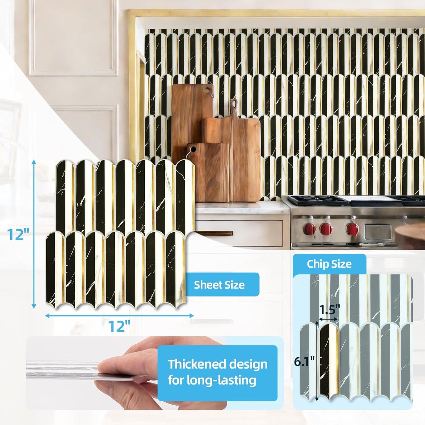 Art3d 12 x 12 Inch Heavy-Duty Peel and Stick Backsplash, Self-adhesive Wall Tiles for Kitchen Bathroom Decor, 10-Pack Dark Green