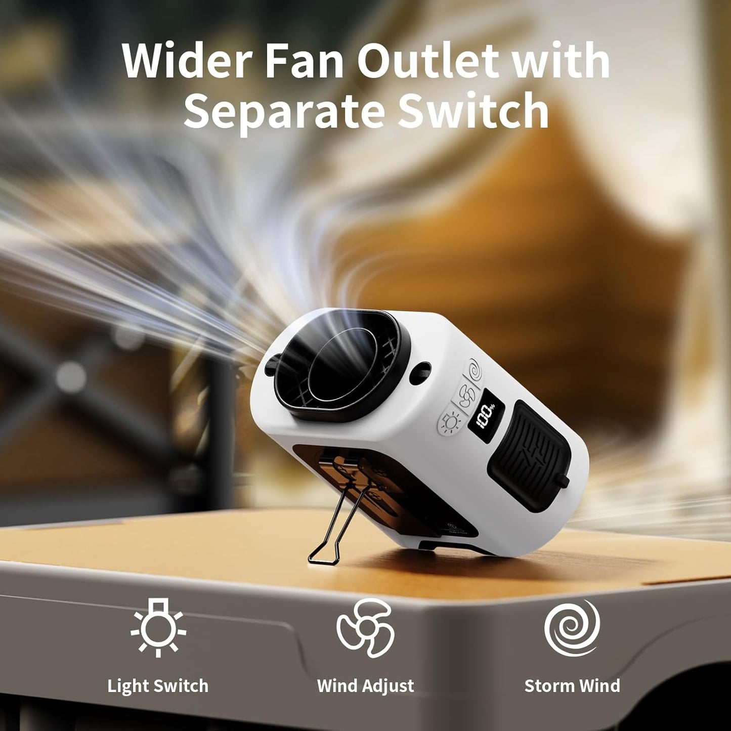 Socool 10000mAh Portable Waist Fan Clip on Wearable Belt Personal Fan Rechargeable Battery operated With 5 Speeds & Flashlight Neck Hands-Free 40H Cooling For Outdoor Camping Travel (Gray）