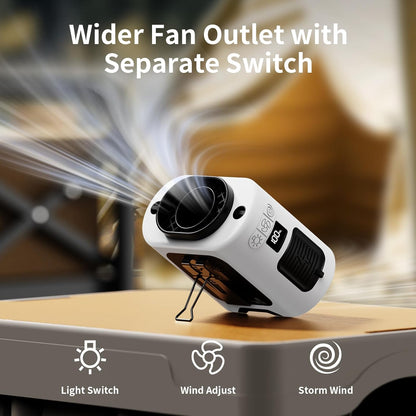 Socool 10000mAh Portable Waist Fan Clip on Wearable Belt Personal Fan Rechargeable Battery operated With 5 Speeds & Flashlight Neck Hands-Free 40H Cooling For Outdoor Camping Travel (Gray）