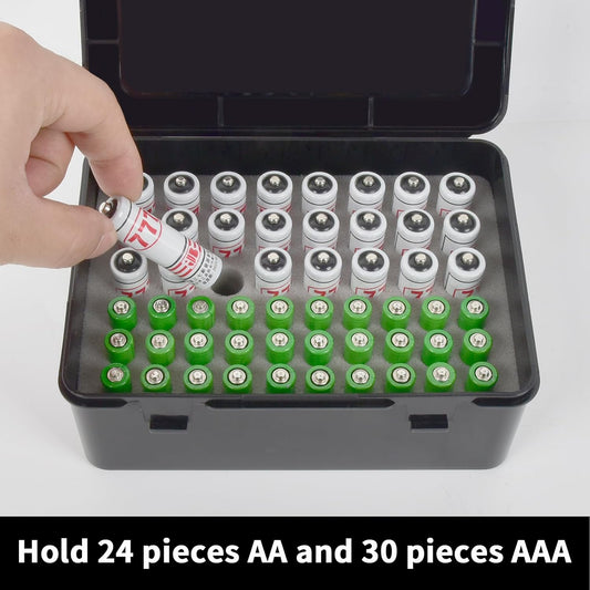 FULLCASE Battery Organizer Storage Case with Tester,Holds 18 AA & 18 AAA Batteries
