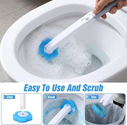 Disposable Toilet Brush and Holder Set 2 Pack Toilet Wand Kit with 60 Refills Wall Mounted Toilets Bowl Cleaner System for Bathroom Cleaning Sink Bathtub White Blue