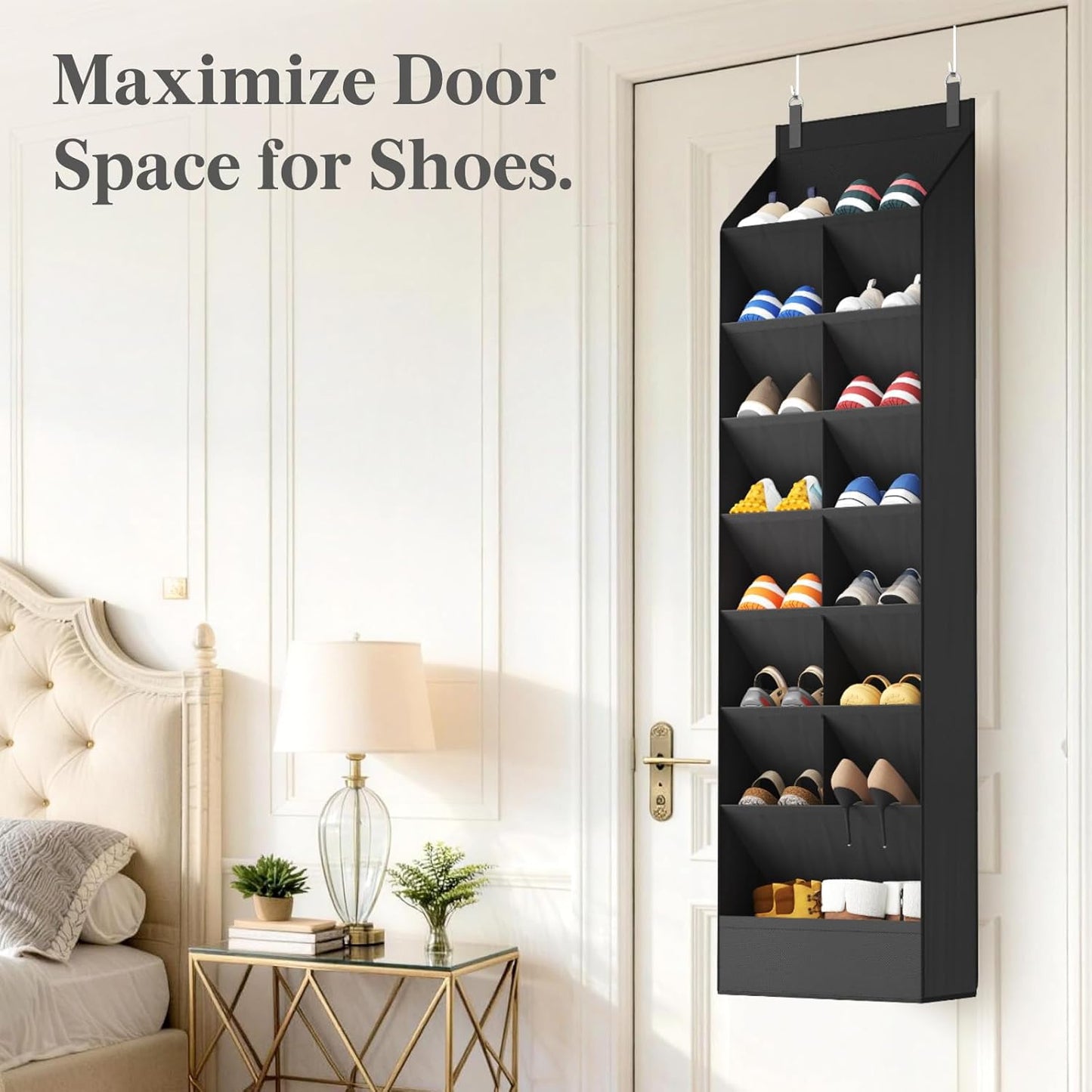 Lifewit 6 Tier Over the Door Shoe Organizer with 11 Large Deep Pockets, Fabric Hanging Shoes Shelf for Closet, Dorm Storage, Fit Up to 12 Pair Shoe Rack Holder for Sneakers, Boots, Gray