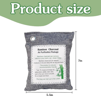 Bamboo Charcoal Air Purifying Bag, Activated Charcoal Odor Absorber Moisture Absorber Car Fresheners Odor Eliminator for Home Car Closet Refrigerator Shoe Smell Remover Gym Bag Deodorizer, Green