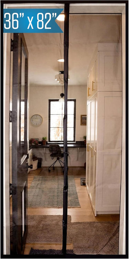 Fenestrelle Magnetic Screen Door for French & Sliding Door – Heavy Duty, Hands Free Fiberglass Mesh with Self Closing Magnetic Seal, White Trim – Fits 70" x 80" Doors (Screen Size 72" x 82")