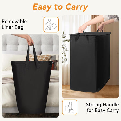Chrislley 140L Laundry Hamper 2 Section, Double Laundry Basket with Lid, Large Dirty Clothes Hamper with Removable Liner Bags, Collapsible Laundry Organizer for Bedroom, Dorm,Beige