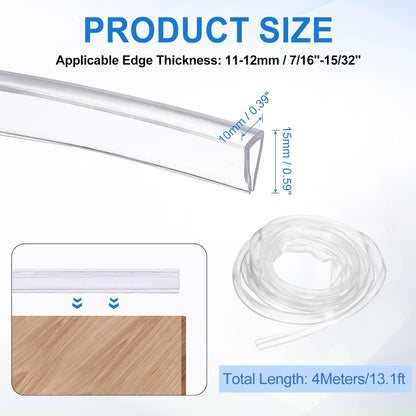 uxcell Clear Edge Trim, 13.1Ft Silicone U Channel Edge Protector, Edges Guards Fits 1/32"-3/32" for Car Doors Sheet Metal Parts (3/16" W x 3/8" H)