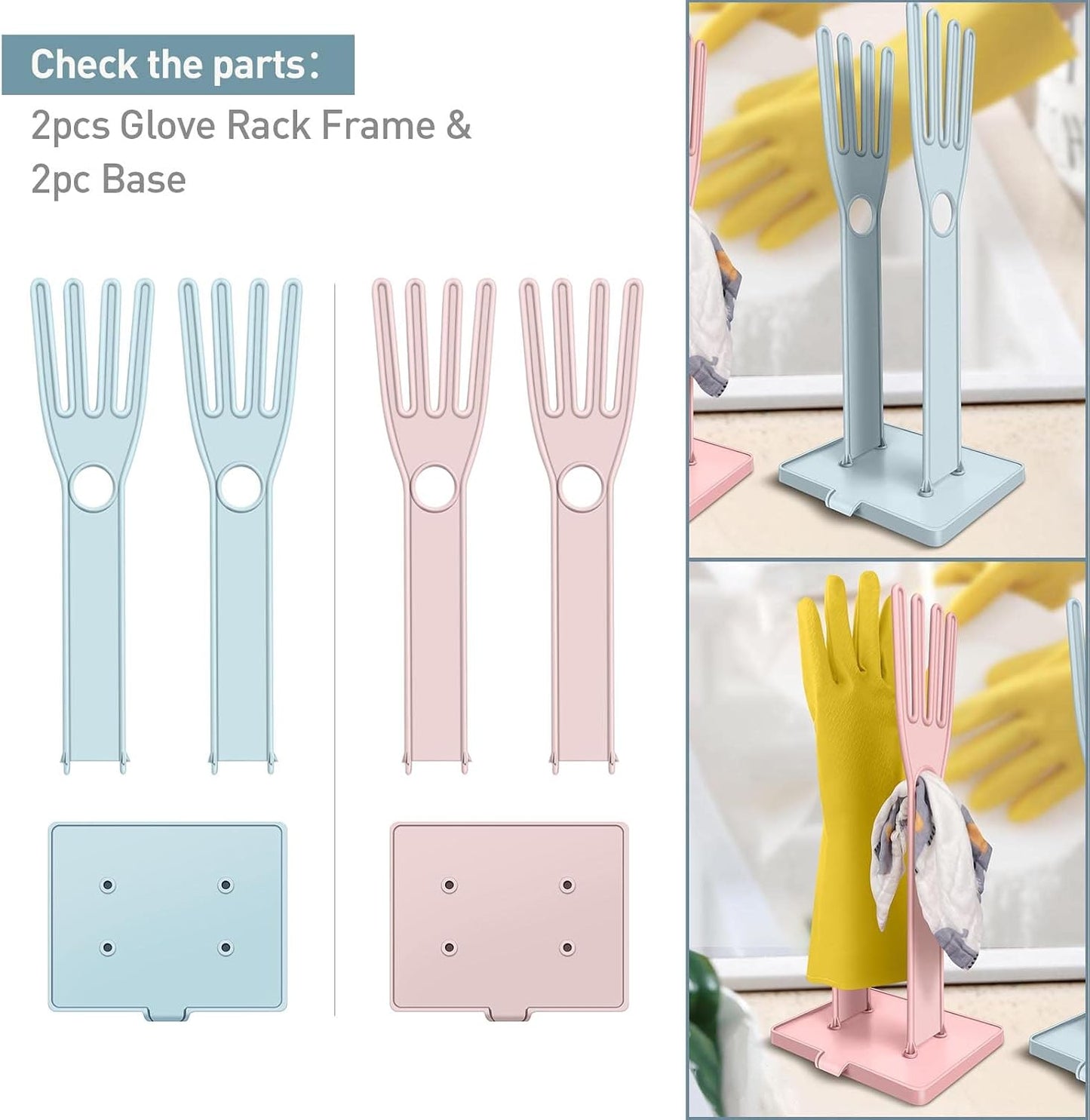 2 Piecesg Kitchen Glove Holder，Glove Dryer，dishwashing Gloves Holder，Plastic Mitten Rubber Rack，Reusable Glove Rack - Perfect for The Kitchen.