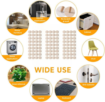 Furnigear Felt Furniture Pads for Hardwood Floors - Self Adhesive Chair Felt Pads, Floor Protector for Furniture Feet, Furniture Sliders Moving Your Furniture Smoothly - Anti Scratch 96 Pcs 3/4" Round