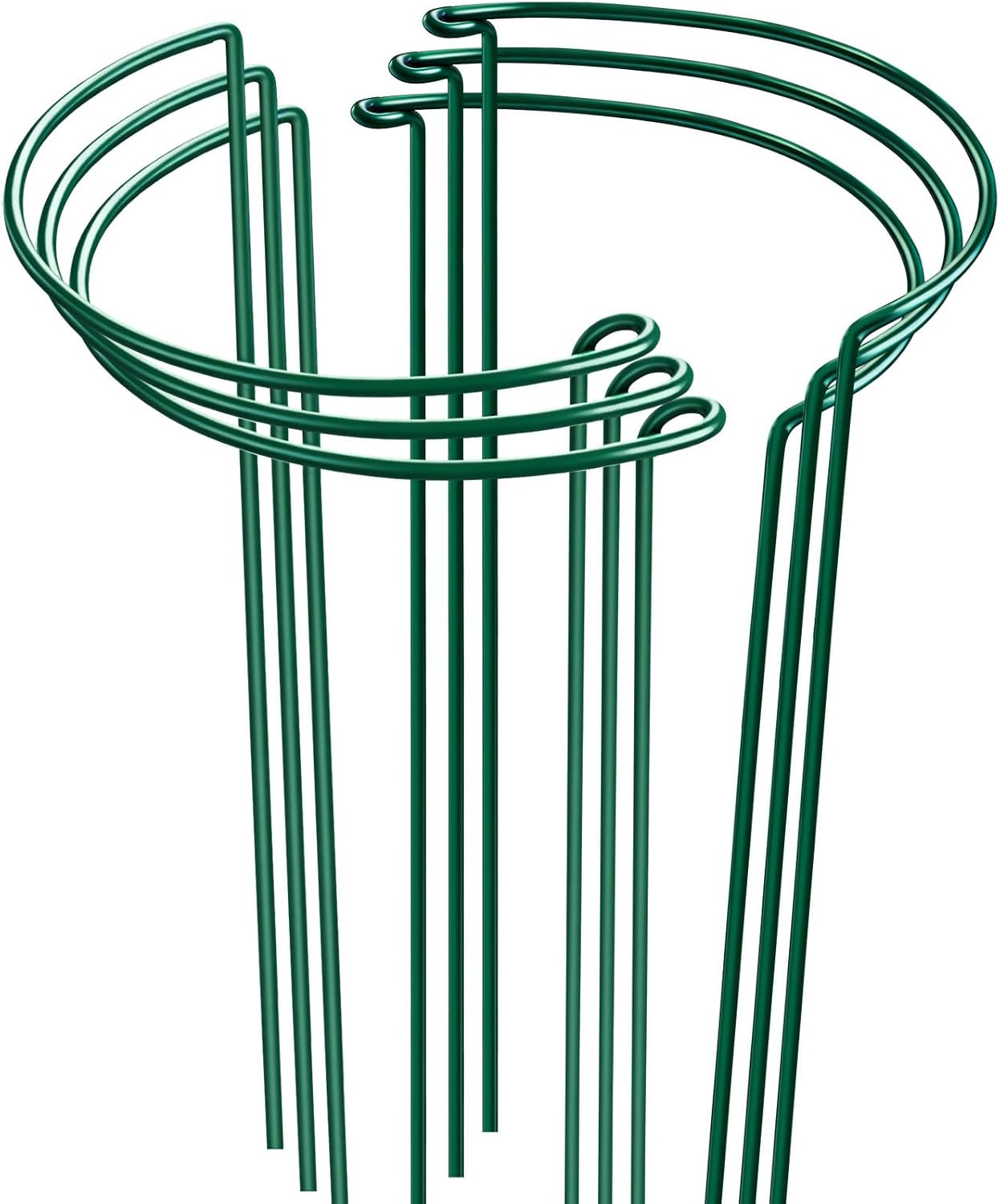 HiGift Plant Support Stakes, 6 Pack Metal Peony Cages and Supports, Garden Stakes Plant Support Cage, Large Plant Support Ring for Outdoor Indoor Snake Plant Peony Rose Flowers Vine (10" W x 15.8" H)