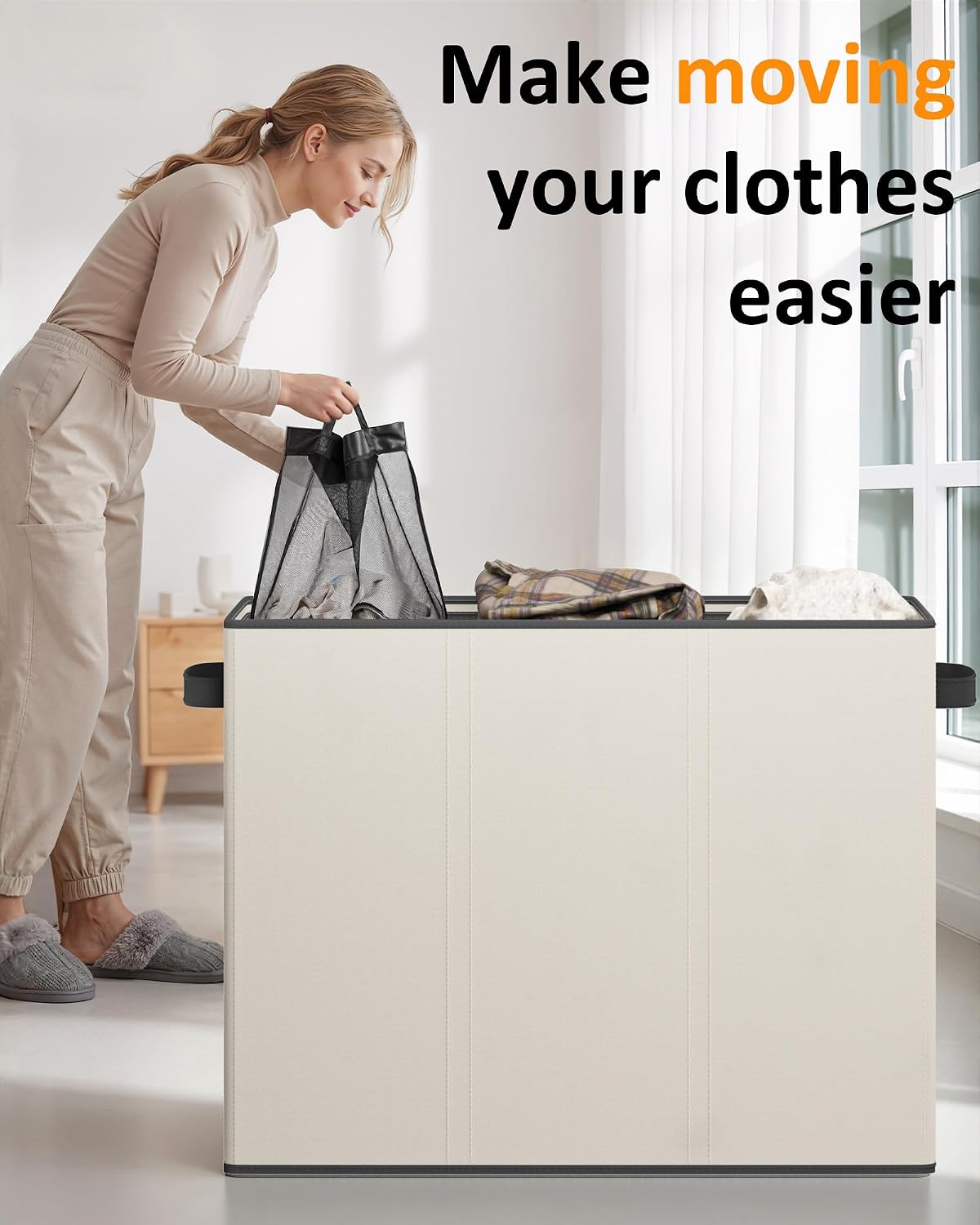 Optish 180L Laundry Hamper 3 Section, Large Laundry Hamper with Lid, Dirty Clothes Hampers with 3 Inner Bags, Laundry Basket Organizer for Laundry, Bedroom, Bathroom, Hamper 3 Compartment, Black