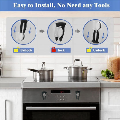 Universal Stove Knob Locks (5-Pack-Black) - Child Proof Gas Stove Safety Lock with Key, Easy Install No Tools Needed, Heat Resistant Baby Proofing Essentials for Kitchen Cooktop