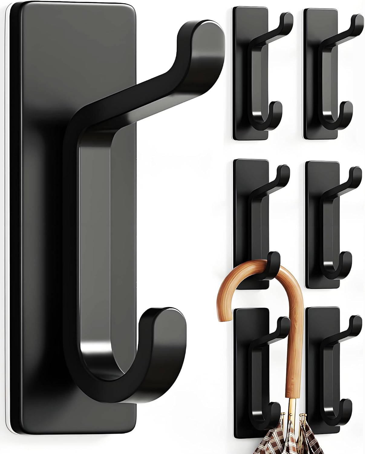 pickpiff Wall Hooks for Coat and Towel: 13LB Strong Adhesive Door Hanger Stick on, White 4 Pack