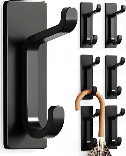 pickpiff Wall Hooks for Coat and Towel: 13LB Strong Adhesive Door Hanger Stick on, White 4 Pack