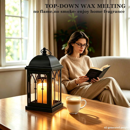 Candle Warmer Lamp with Timer Dimmer,Electric Candle Lamp Lantern Style,Compatible with 3 Wick/Large Candle,Fully Enclosed & Hangable Designed for Family with Pet,Children